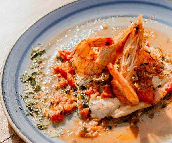 Fresh seafood dish at Liastres traditional restaurant in Stoupa