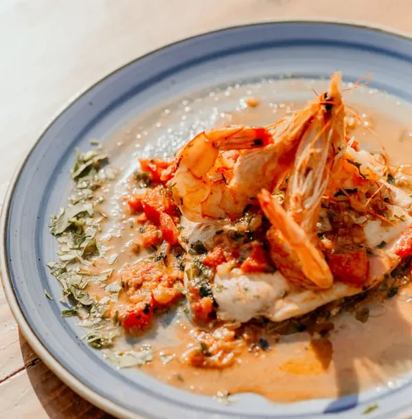 Fresh seafood dish at Liastres traditional restaurant in Stoupa
